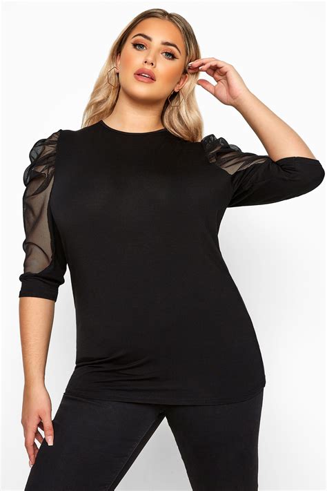 plus size black mesh top|plus size black dressy tops.